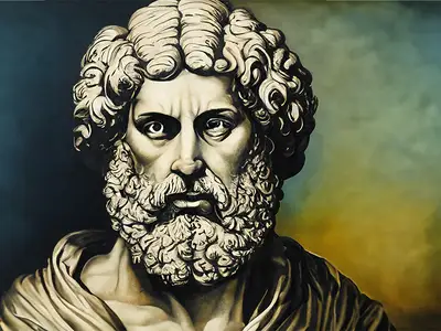 En inte helt äkta tavla föreställande Aristoteles.