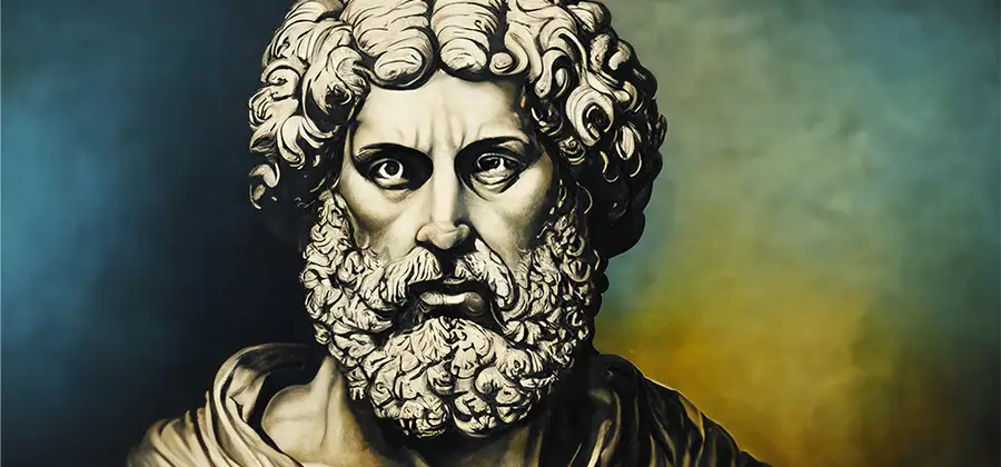 En inte helt äkta tavla föreställande Aristoteles.