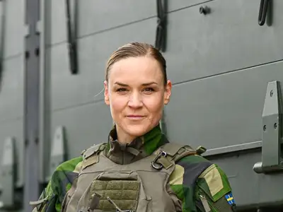 Rebecka Strid, kompanichef på flygbaskompaniet vid F 16. Foto: August Järpemo/ Försvarsmakten
