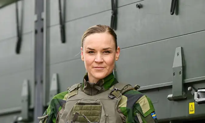 Rebecka Strid, kompanichef på flygbaskompaniet vid F 16. Foto: August Järpemo/ Försvarsmakten