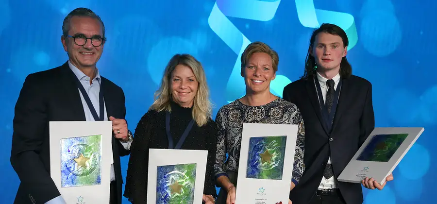 Årets VD:ar Johan Skoglund - JM AB, Pernilla Ramslöv - NOX Consulting AB, Annica Ånäs - Atrium Ljungberg och Petter Bengtsson - Zynka Group AB.