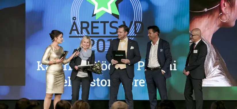 Från Vänster:Anna Bellman, Katarina Sjögren Petrini, Günther Mårder, Peter Hellgren & Per Winblad från utdelningen av Årets VD 2017.